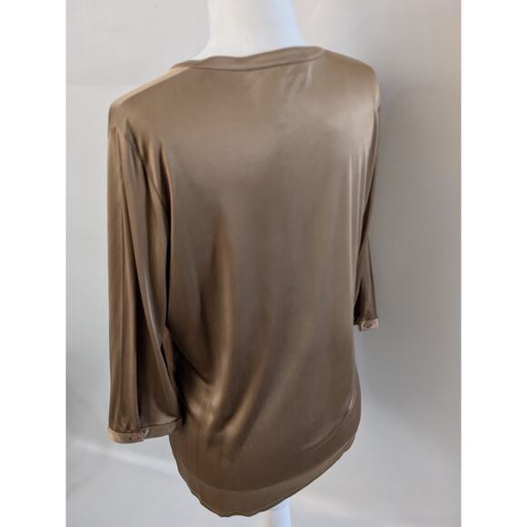 CITY UNLTD Toffee Gold Ruffle V-neck Long Sleeve Blouse SZ XL - Picture 6 of 13